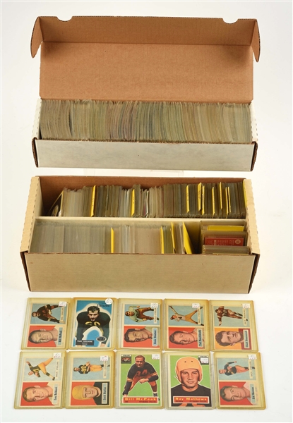 LOT OF 7000+: EXTRA LARGE LOT OF 1950-1980S FOOTBALL AND HOCKEY CARD GROUP.