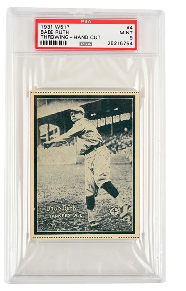 1931 W517 BABE RUTH THROWING CARD PSA 9 MINT HIGHEST GRADED!.