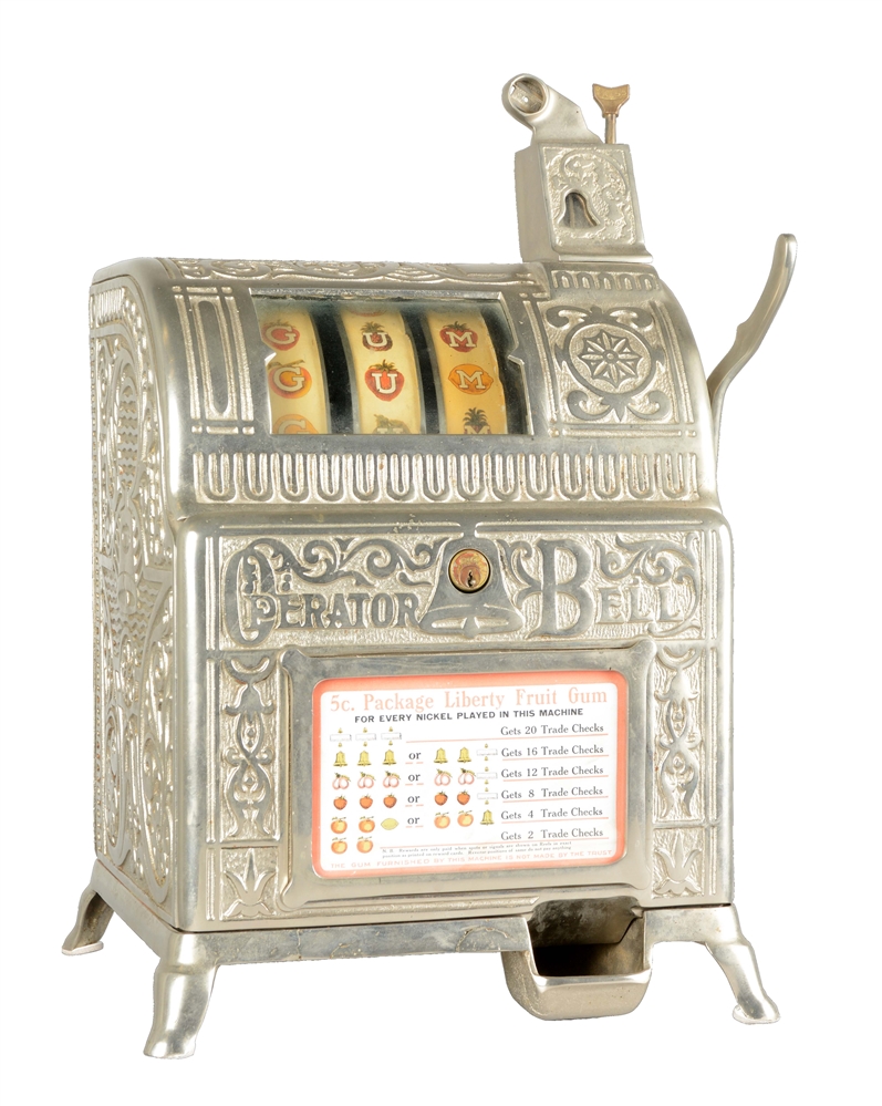 **5¢ CAILLE OPERATOR BELL DE LUXE SLOT MACHINE. 
