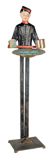 FIGURAL CAST IRON USHER SMOKING STAND.