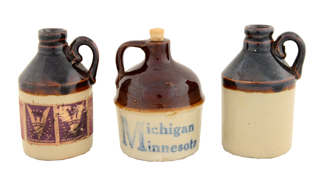 LOT OF 3: SMALL EARLY JUGS. 