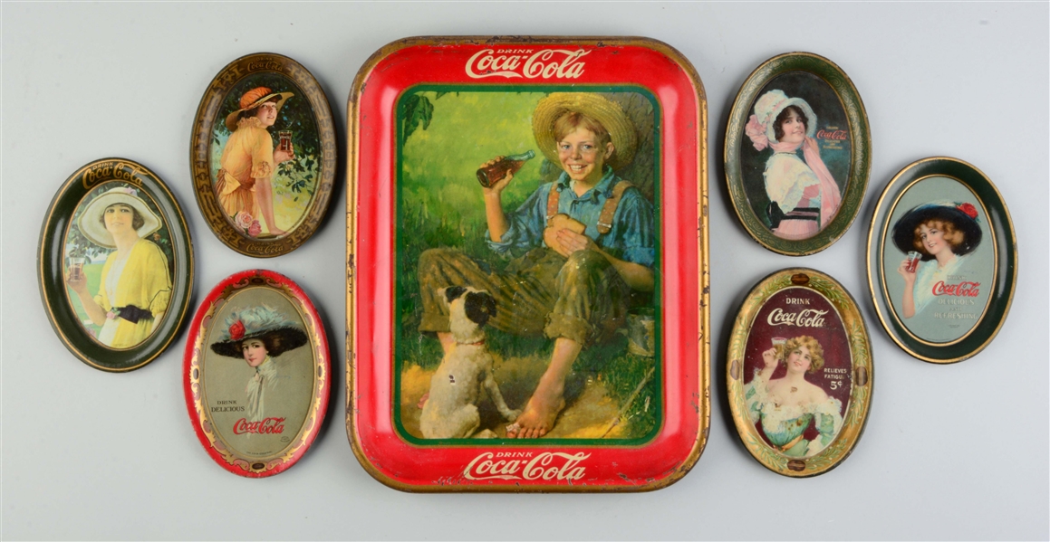 LOT OF 7: COCA-COLA SERVING & TIP TRAYS. 