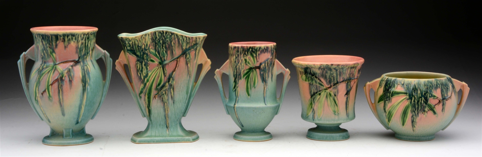LOT OF 5: MOSS VASES. 