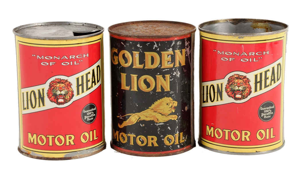 LOT OF THREE: GILMORE MOTOR OIL QUART CANS.