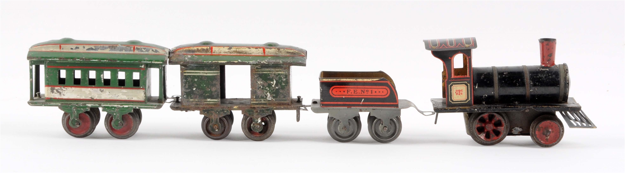 EARLY PRE-WAR IVES O-GAUGE NO. 1 PASSENGER TRAIN SET.