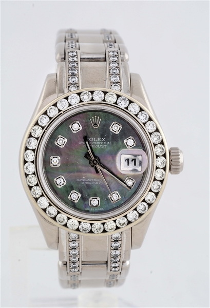 ROLEX LADIES MASTERPIECE IN 18K WHITE GOLD DIAMOND SET BRACELET AND BEZEL AND DIAL