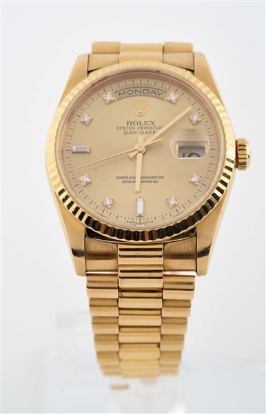 ROLEX DAY DATE WITH PRESIDENTIAL BRACELET AND DIAMOND DIAL REF. 18238