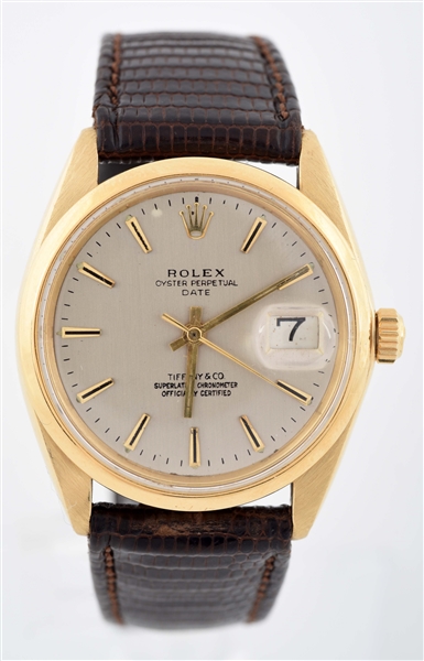 ROLEX YELLOW GOLD DATE SIGNED TIFFANY AND CO