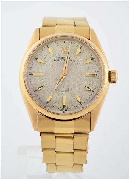 ROLEX YELLOW GOLD OYSTER PERPETUAL DRESS WATCH PRODUCED FOR GERMAN MARKET WITH GERMAN SCRIPT REF. 6465