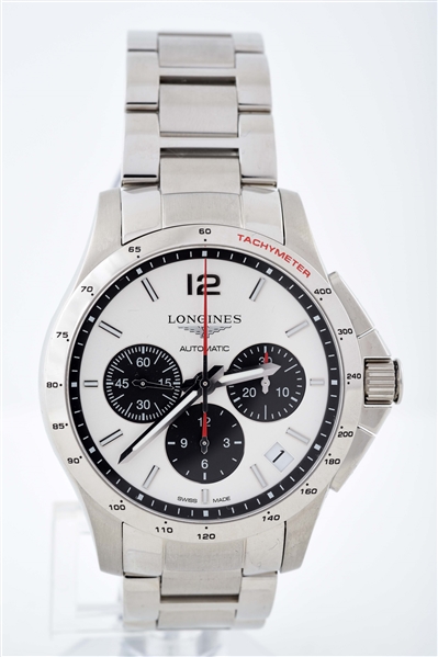 LONGINGS AUTOMATIC STAINLESS STEEL CHRONOGRAPH CONQUEST EXHIBITION CASEBACK