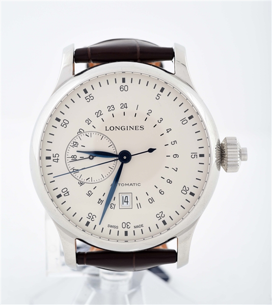 LONGINES 24 HOUR SINGLE PUSH PIECE CHRONOGRAPH AUTOMATIC STAINLESS STEEL