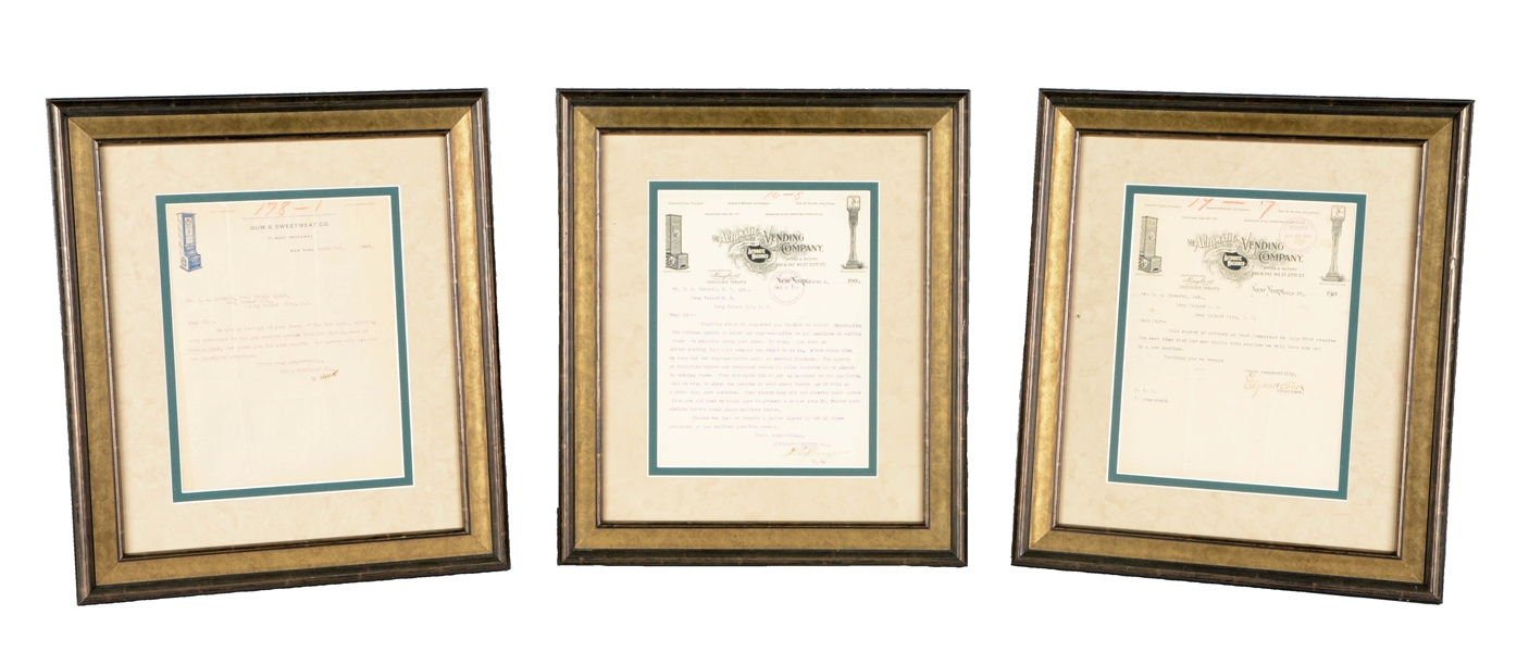 LOT OF 3: FRAMED CORRESPONDENCE LETTERS. 