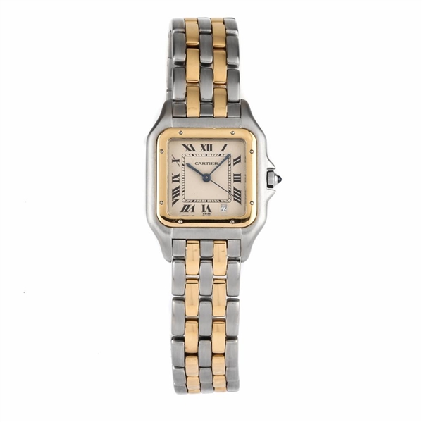 CARTIER STEEL AND 18K GOLD PANTHERE W25028B.