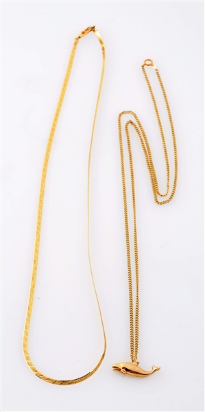 LOT OF 2: 14K YELLOW GOLD CHAINS. 
