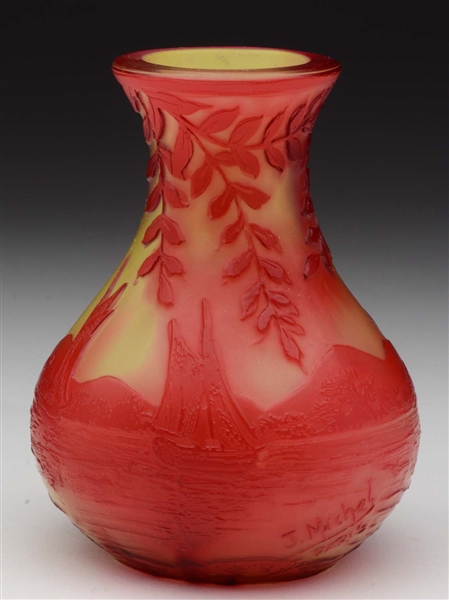 FRENCH CAMEO GLASS VASE BY J. MICHEL.
