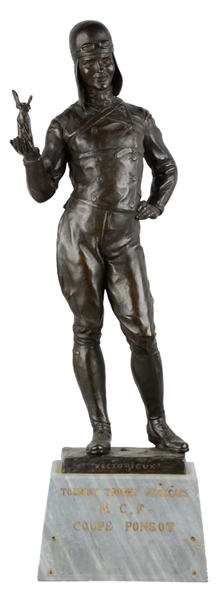BRONZE TOURIST TROPHY FOR FRANCE ON MARBLE BASE.