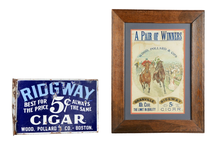 LOT OF 2: GRANVILLE AND RIDGEWAY CIGAR ADVERTISMENTS. 
