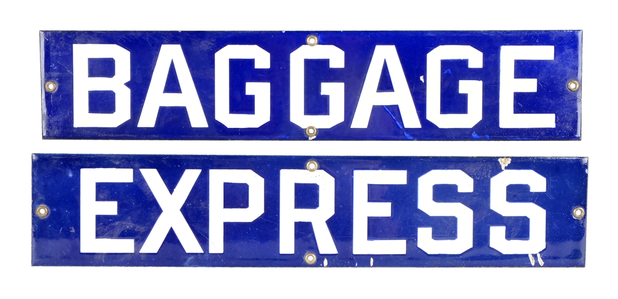 LOT OF 2: BAGGAGE AND EXPRESS SIGNS. 