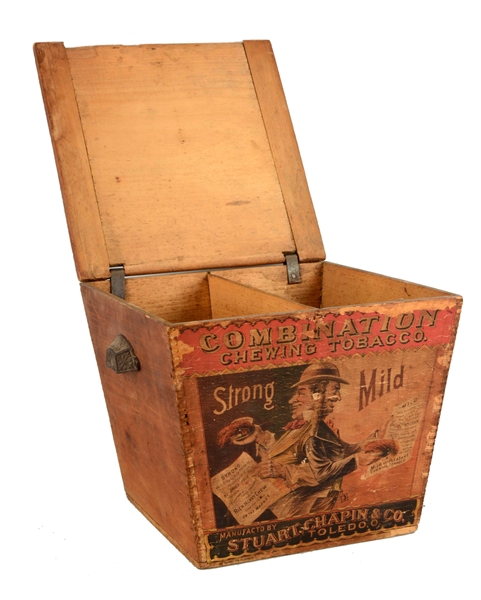 COMBINATION CHEWING TOBACCO WOODEN BOX. 