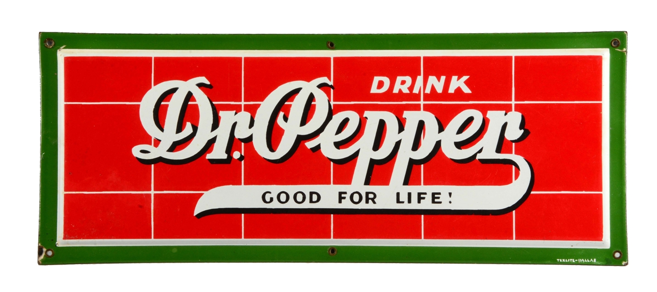 1940S DR. PEPPER PORCELAIN SIGN.