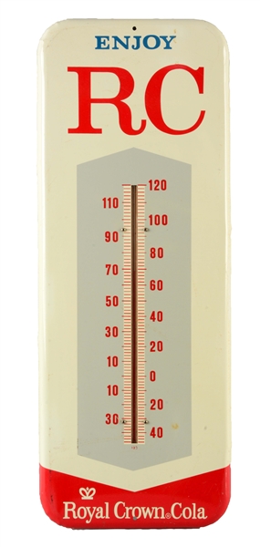 TIN RC COLA THERMOMETER. 