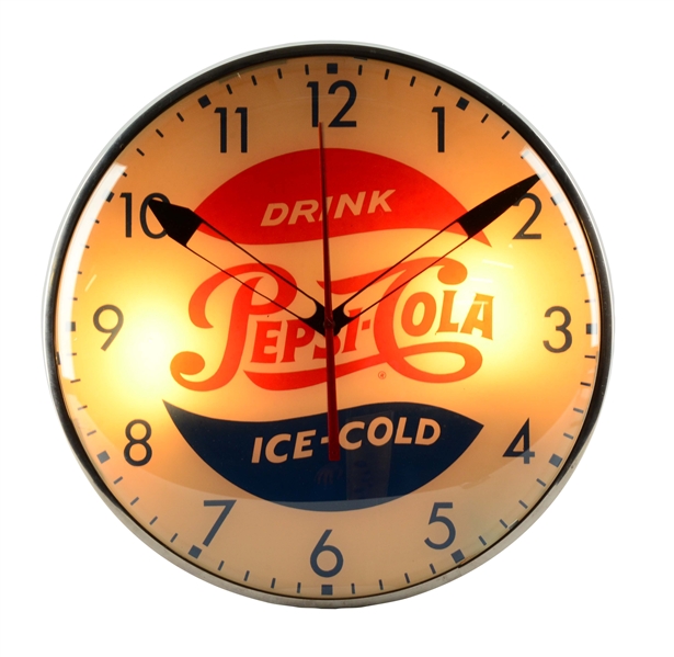 PEPSI COLA LIGHTED PAM CLOCK.