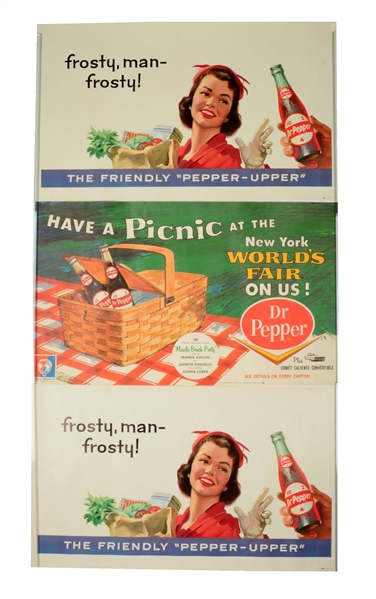 LOT OF 3: DR. PEPPER PAPER POSTERS.