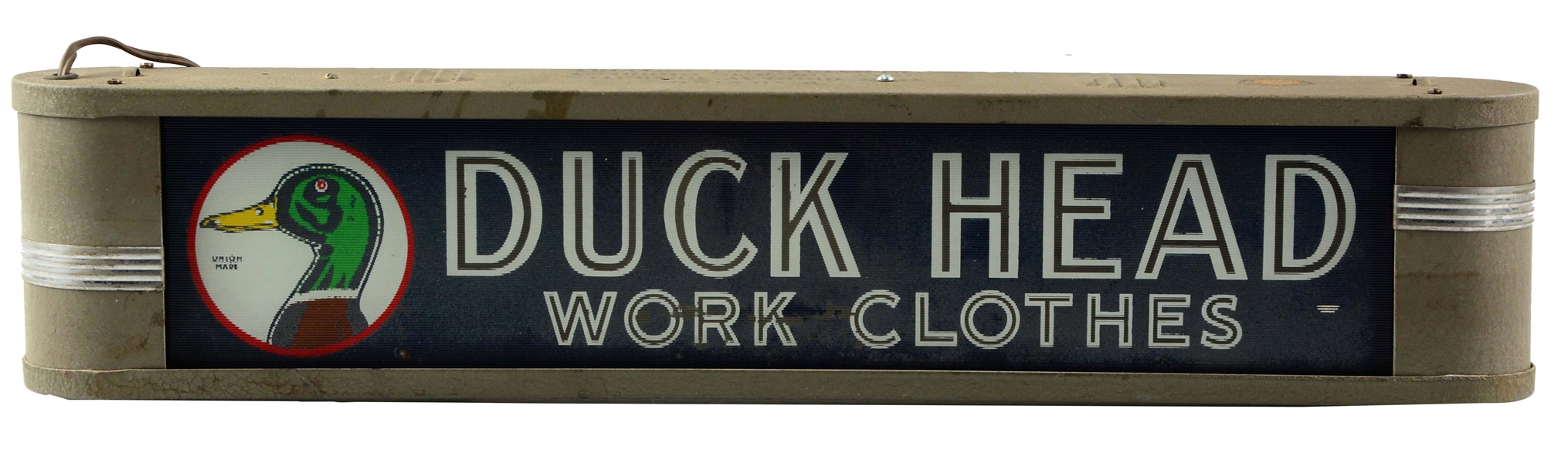DUCK HEAD WORK CLOTHES COUNTERTOP LIGHTED SIGN.