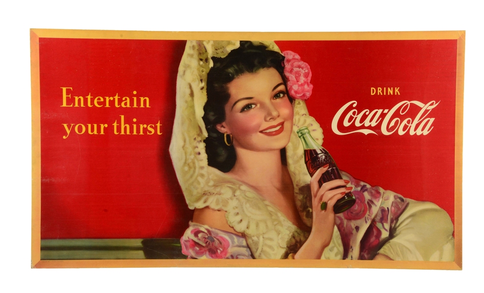 1951 COCA-COLA ENTERTAIN YOUR THIRST CARDBOARD POSTER.