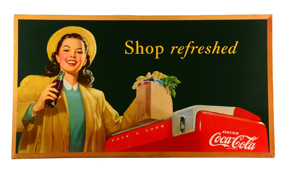 1948 SHOP REFRESHED SMALL COKE POSTER.