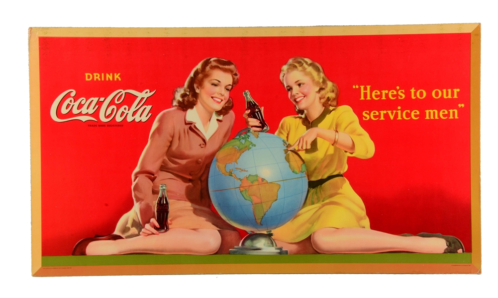 1945 CANADIAN SERVICE MEN SMALL COKE POSTER.