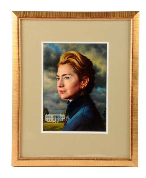 FRAMED PORTRAIT OF FIRST LADY HILLARY CLINTON.