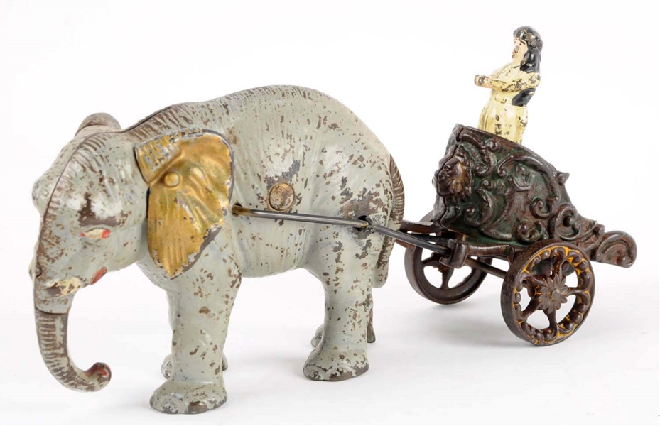 Lot Detail - HUBLEY CAST IRON ELEPHANT & CHARIOT STILL BANK.