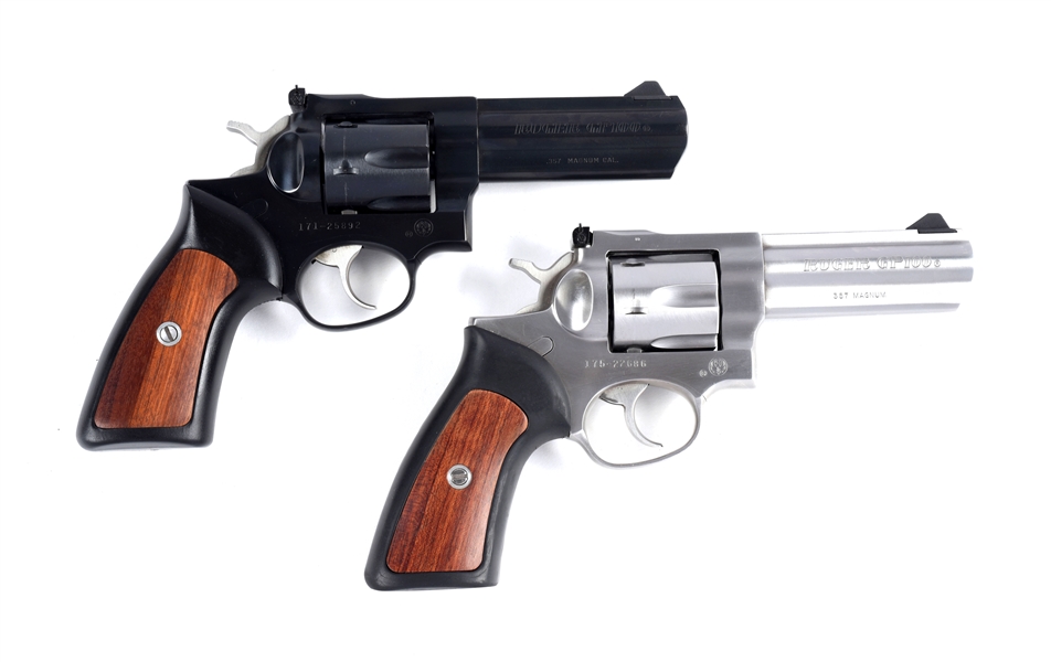 (M) LOT OF 2: RUGER GP100 DOUBLE ACTION REVOLVERS.