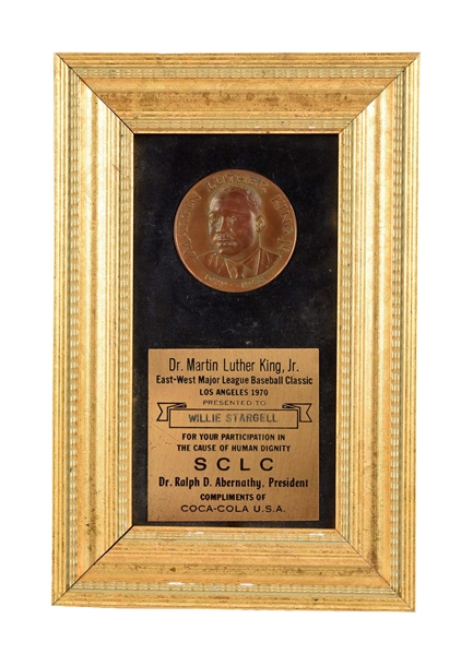 DR. MARTIN LUTHER KING JR EAST-WEST BASEBALL CLASSIC MEDAL GIVEN TO WILLIE STARGELL.