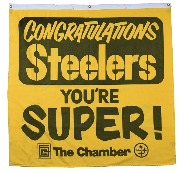 1970-80 PITTSBURGH STEELERS SUPERBOWL VICTORY PARADE BANNER FLAG. 