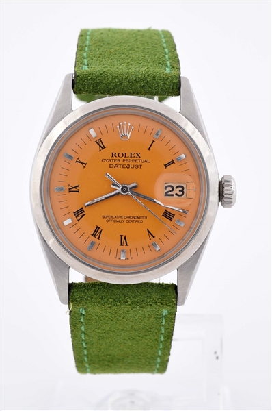 ROLEX DATEJUST ON GREEN STRAP REFERENCE 1600