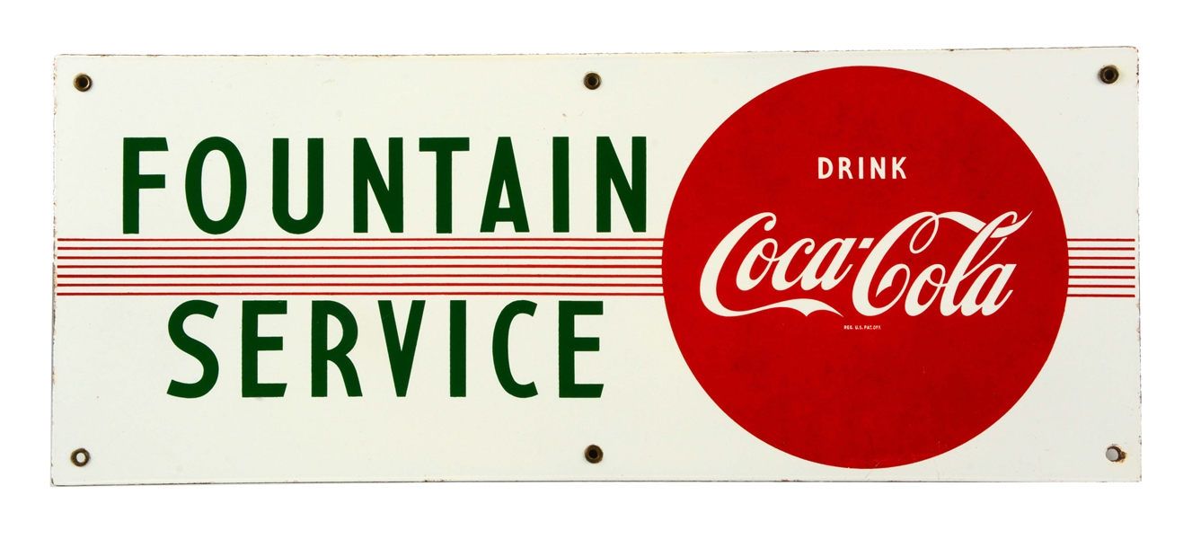 DRINK COKE FOUNTAIN SERVICE SIGN.