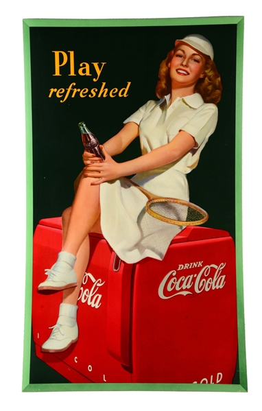 1949 PLAY REFRESHED LARGE COKE POSTER.