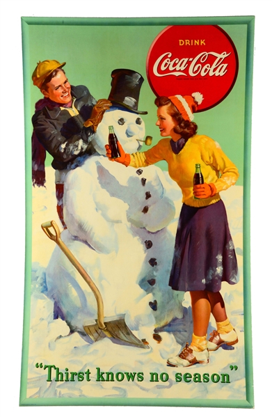 1942 LARGE COCA-COLA SNOWMAN POSTER.