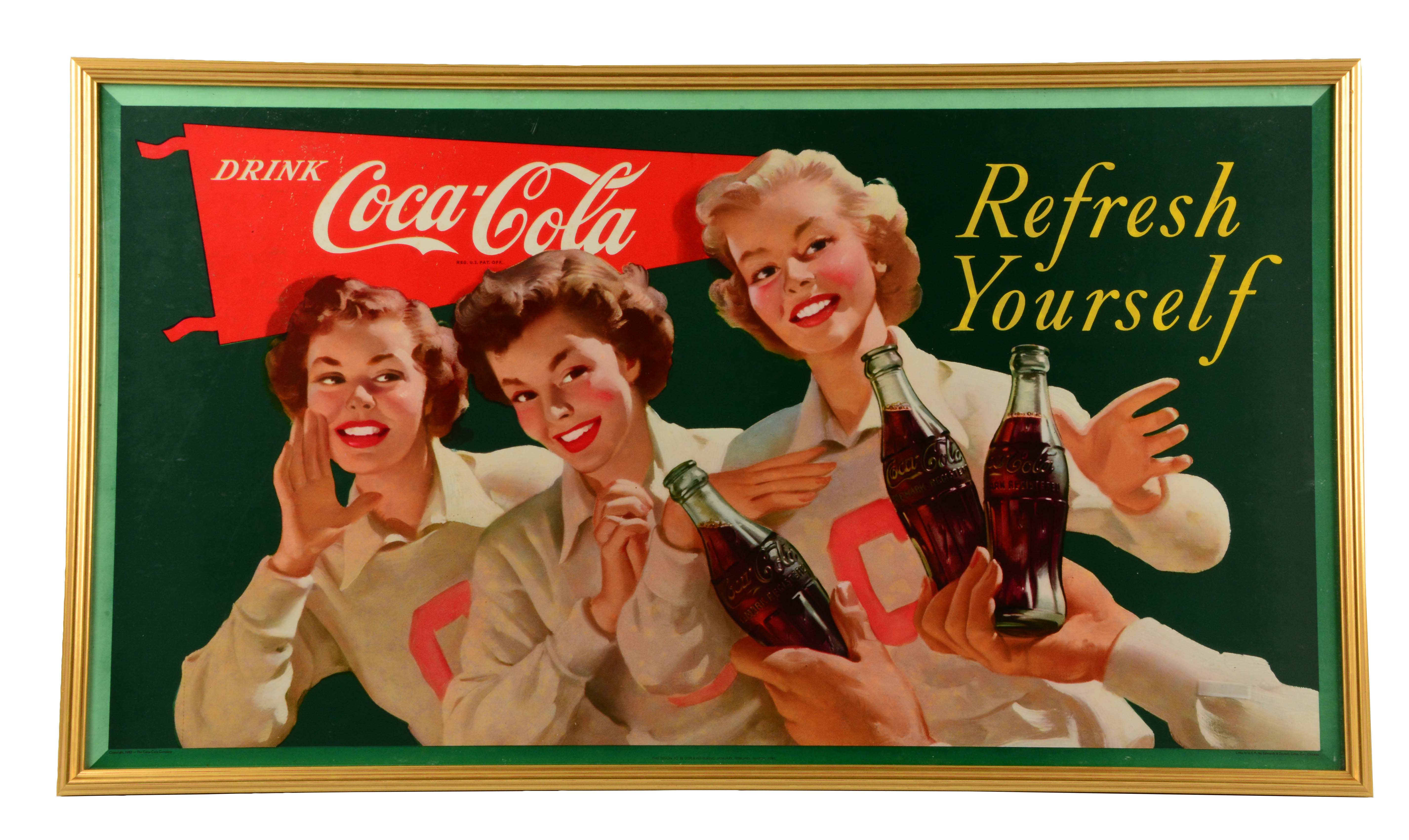 Lot Detail Framed Cardboard Coke Refresh Yourself Poster