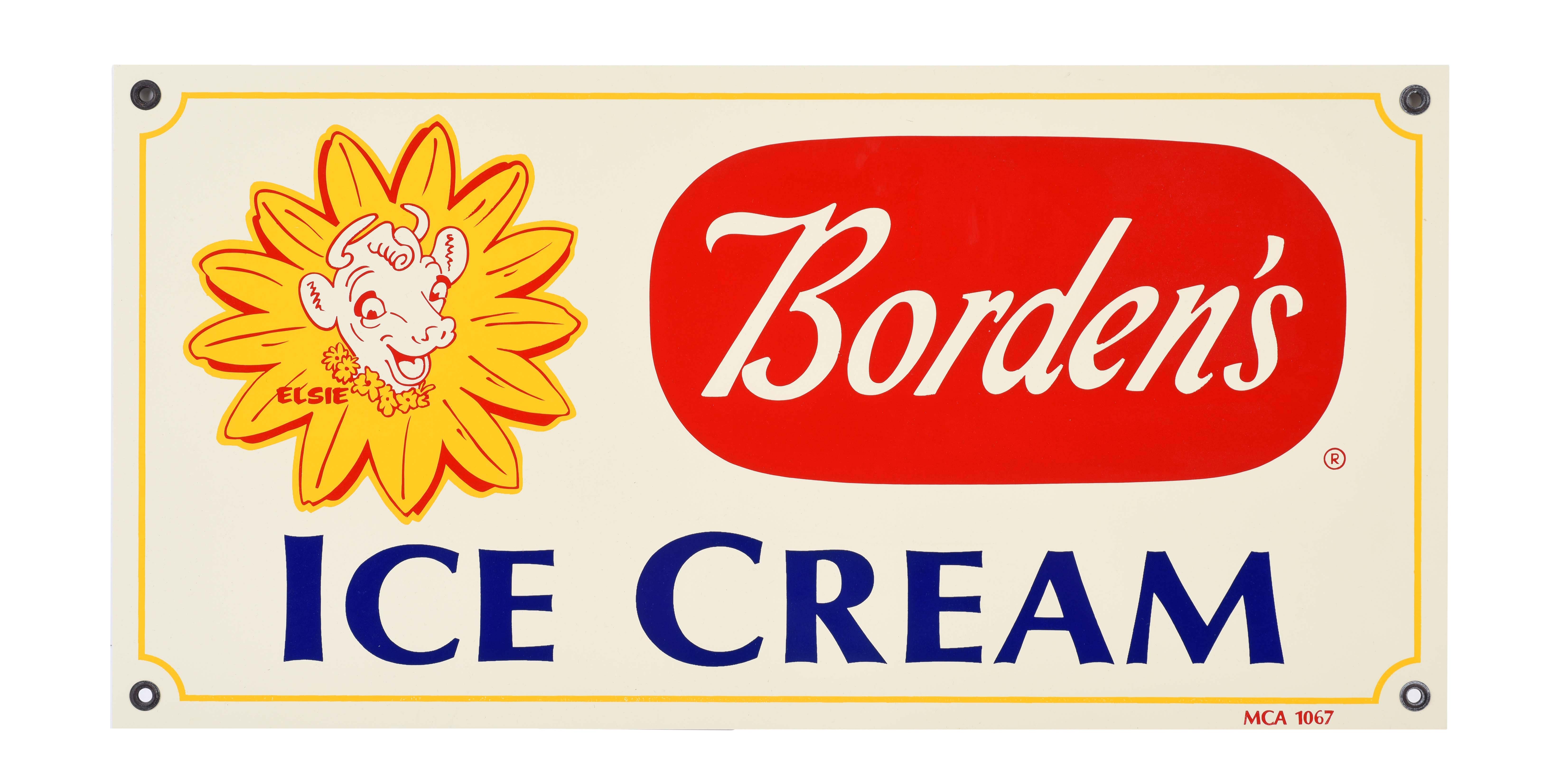 Lot Detail - BORDEN'S ICE CREAM ALUMINUM ADVERTISING SIGN.