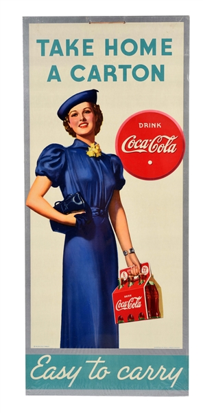 COCA-COLA SIX PACK CARDBOARD ADVERTISING SIGN.