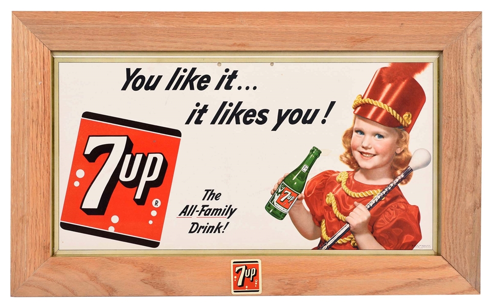 7-UP CARDBOARD ADVERTISING SIGN.