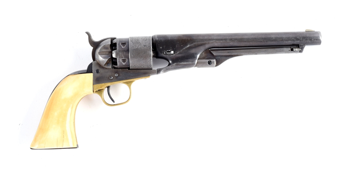 (A) FINE CONDITION COLT MODEL 1860 ARMY PERCUSSION REVOLVER WITH IVORY GRIPS.