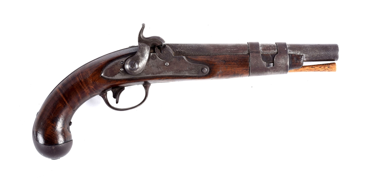 (A) S. NORTH MODEL 1813 FLINTLOCK CONVERSION PISTOL.