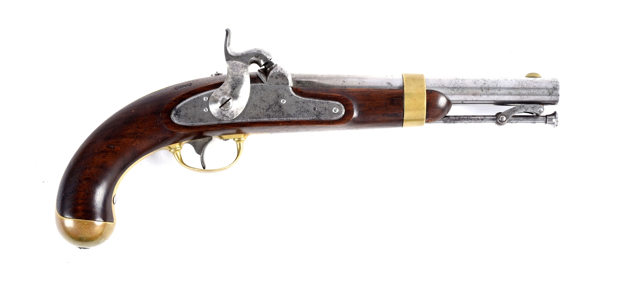 (A) OHIO SURCHARGED U.S. MODEL 1842 PERCUSSION SINGLE SHOT MARTIAL PISTOL BY JOHNSON.