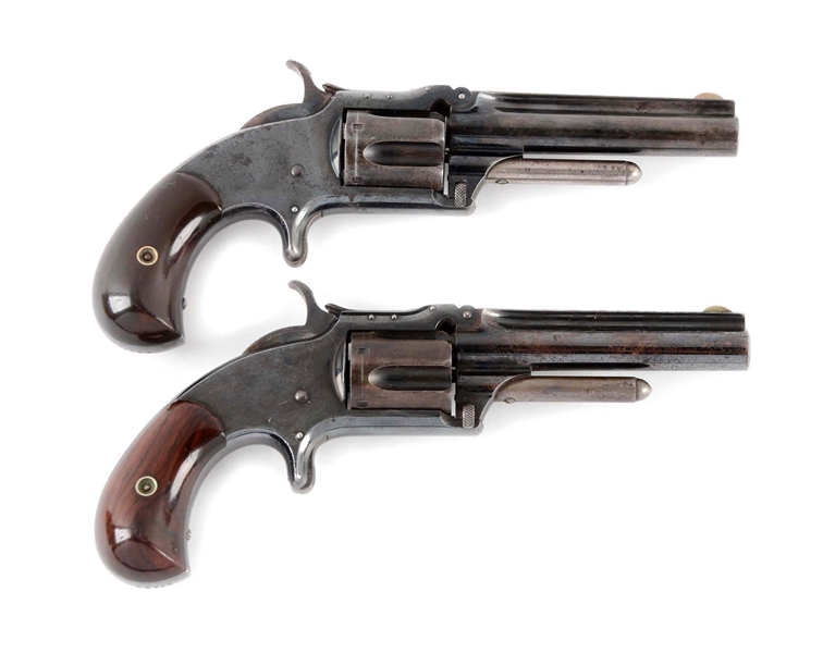 (A) CASED SET OF S&W MODEL 1-1/2 NEW MODEL SPUR TRIGGER REVOLVERS.