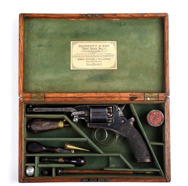 (A) LONDON DEALER CASED & MARKED ADAMS DOUBLE ACTION PERCUSSION REVOLVER.