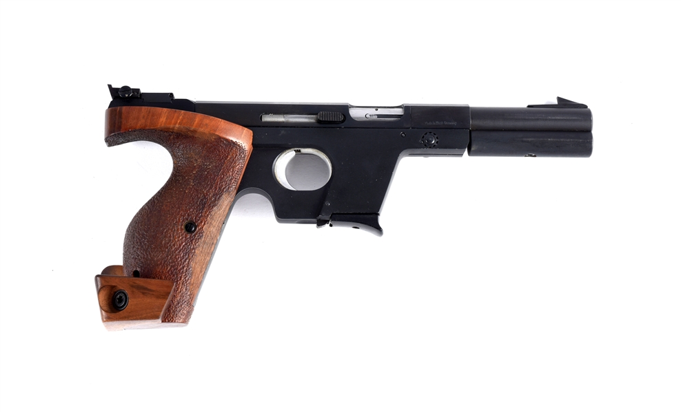 (C) CASED WALTHER .22 CALIBER SEMI-AUTOMATIC TARGET PISTOL.